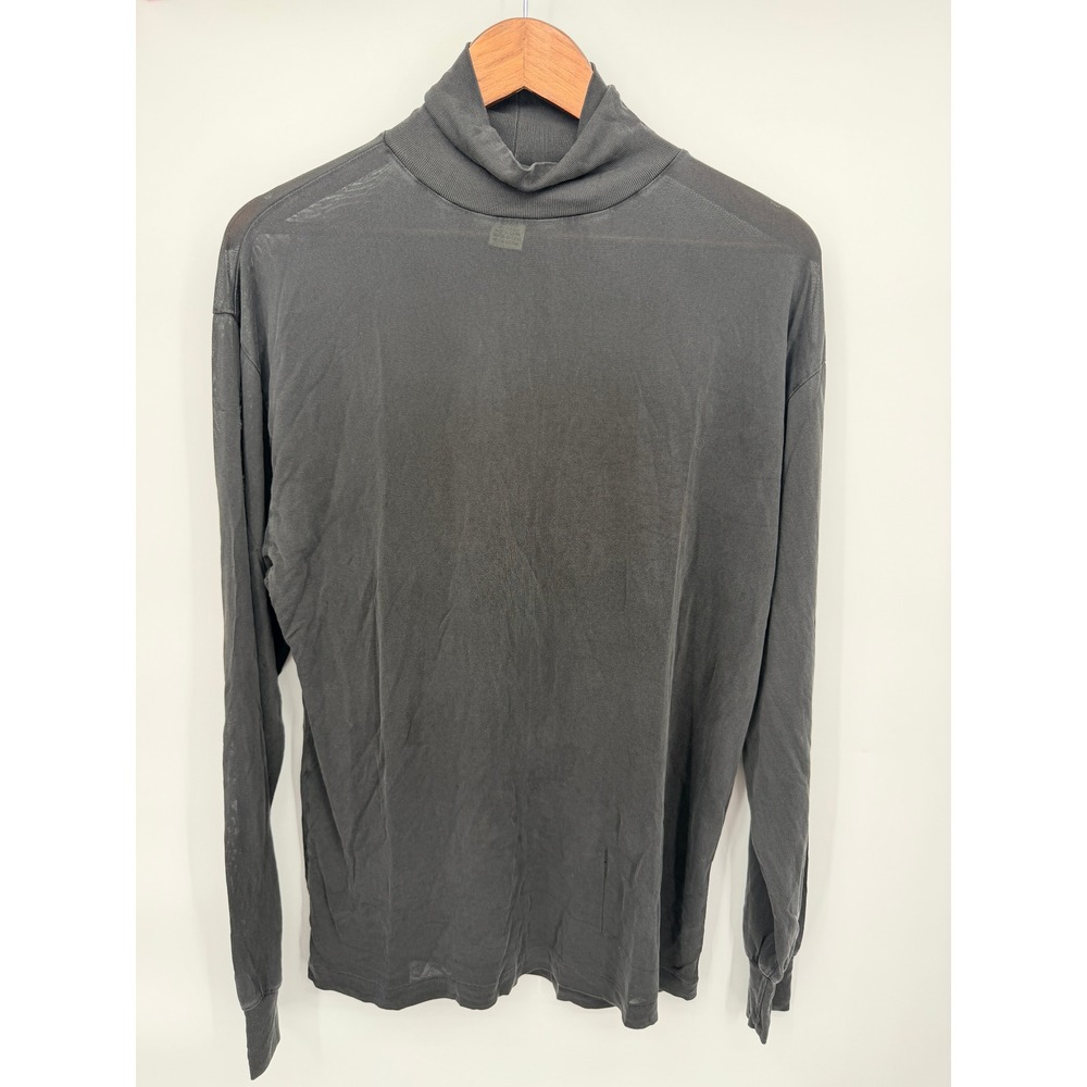 Eddie Bauer Turtleneck Mens XL Gray Vintage 100% Silk Sheer Long Sleeve Shirt
